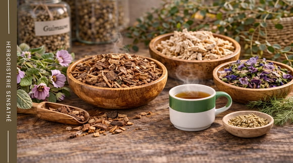 Bourdaine, guimauve et mauve en herboristerie pour une tisane naturelle contre la constipation - Herboristerie Sensathé Bourdaine, guimauve et mauve en herboristerie pour une tisane naturelle contre la constipation - Herboristerie Sensathé